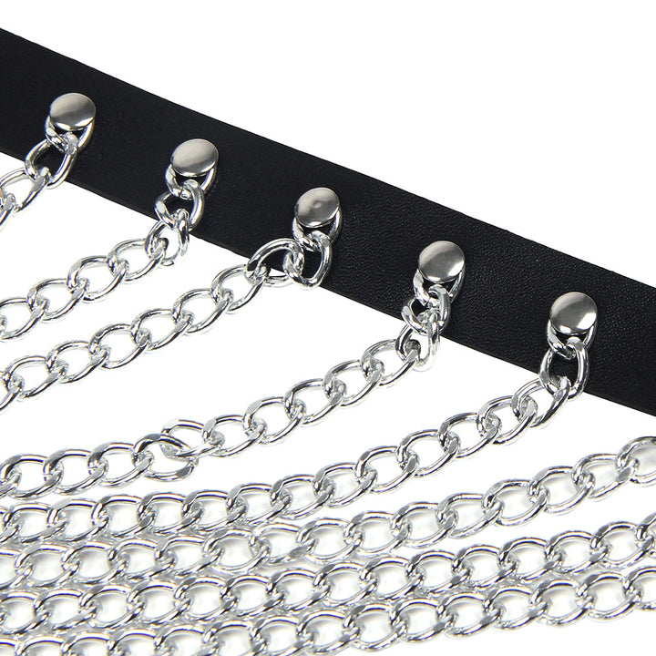BDSM - 1 Pc Leather Chest Punk Bondage Belt With Chain