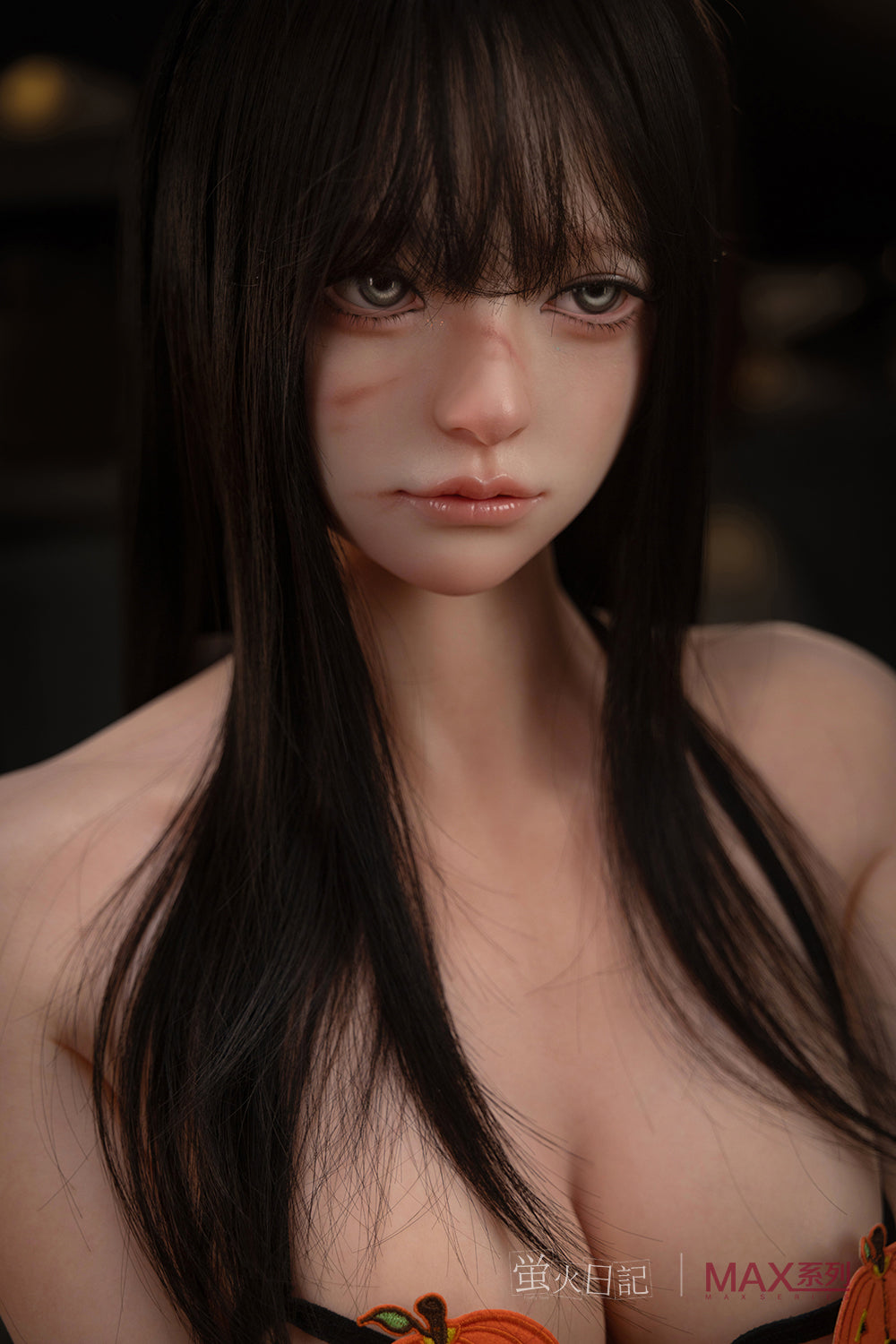 Close-up of the Firefly Diary Doll 165 cm Max Series Silicone – Liuli, showing her face and upper body with long dark hair and realistic skin detail.