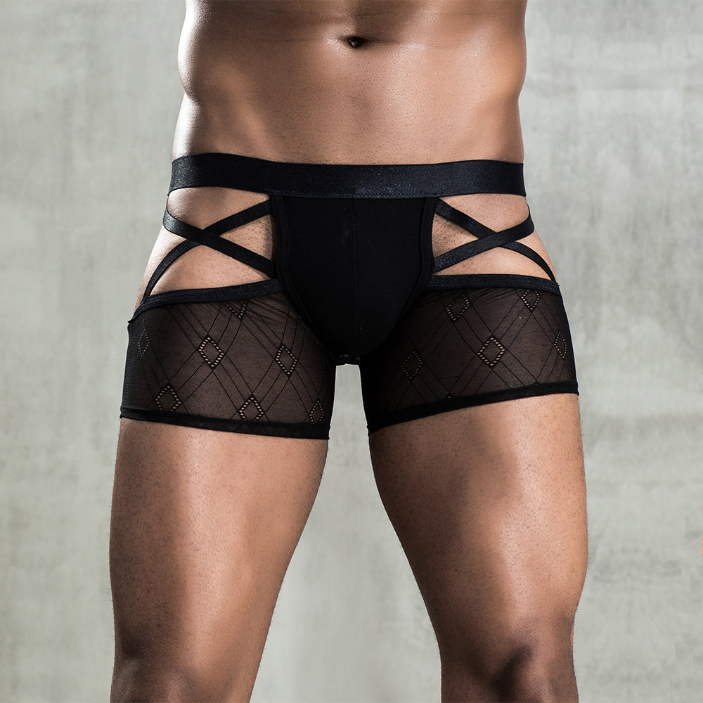 Skivvies - Black Sexy Male Crossed Underwear