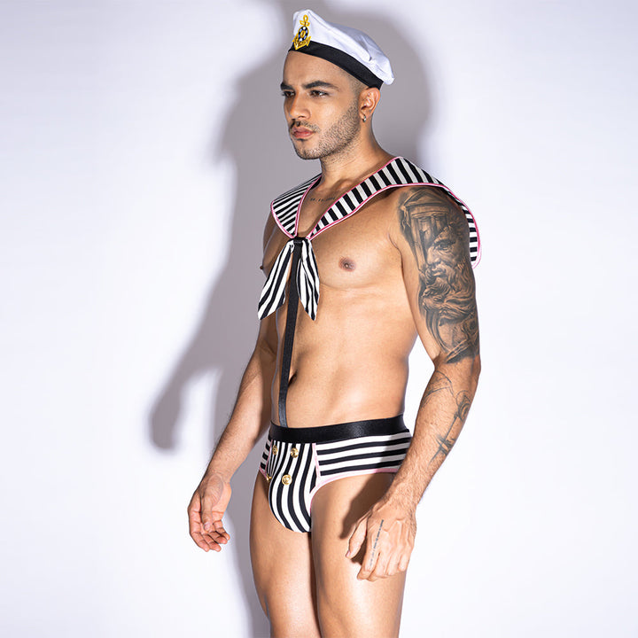 Gentsuit - 2 Pcs Seaman Stripped Sexy Costume with Hat