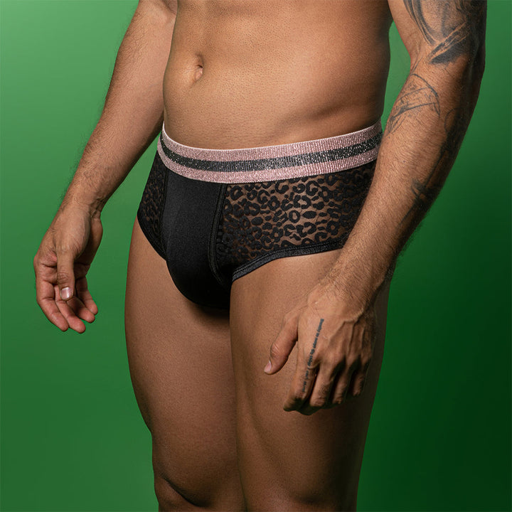Skivvies - Semi-transparent Sexy Leopard Patches Male Underwear