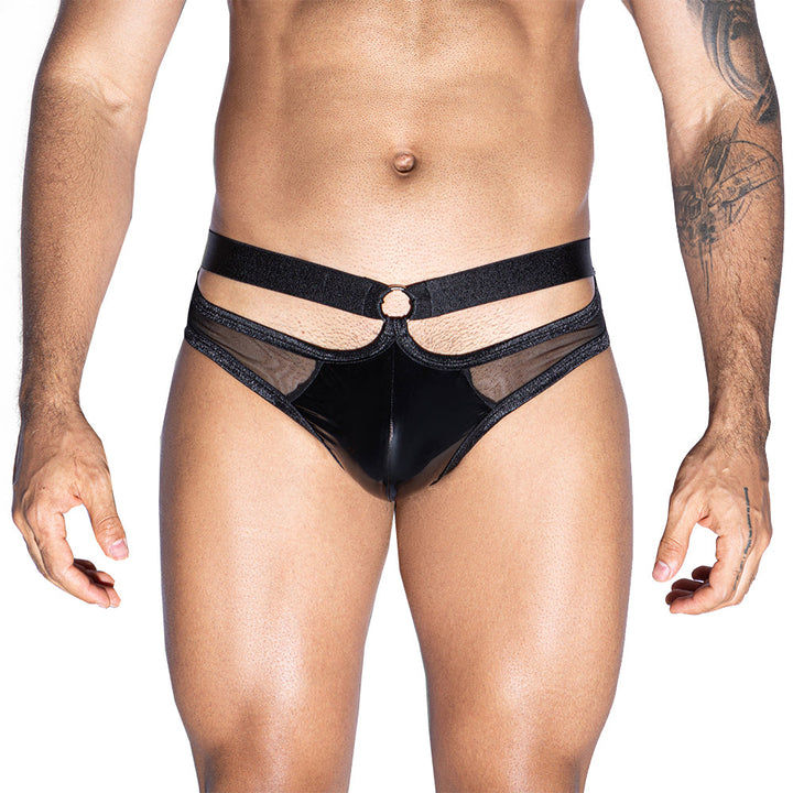 Skivvies - Black Elastic Straps Male Semi-Transparent Underwear