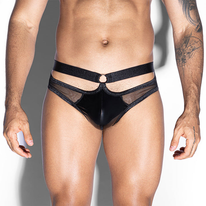 Skivvies - Black Elastic Straps Male Semi-Transparent Underwear