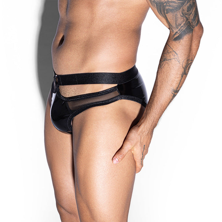 Skivvies - Black Elastic Straps Male Semi-Transparent Underwear