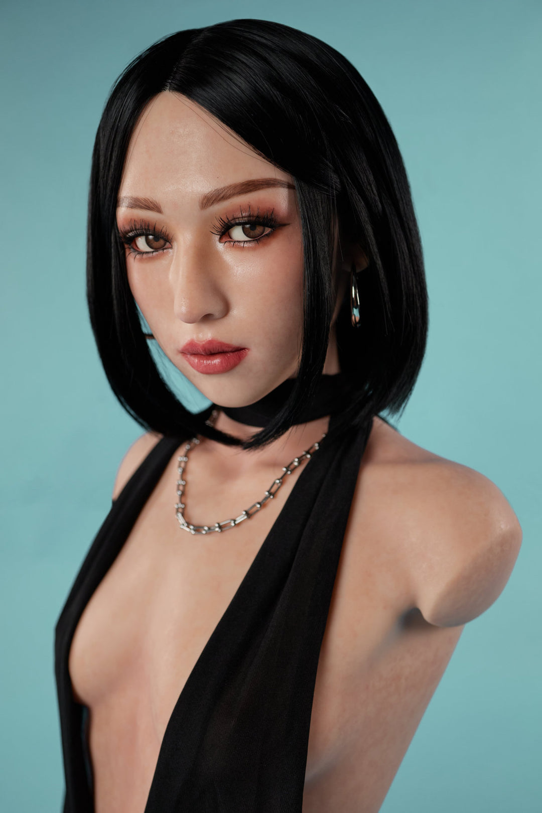 CLIMAX DOLL - ULW 661# Silicone Torso - Miyoshi (Natural) – right-side profile in dress, full torso silhouette, soft studio lighting