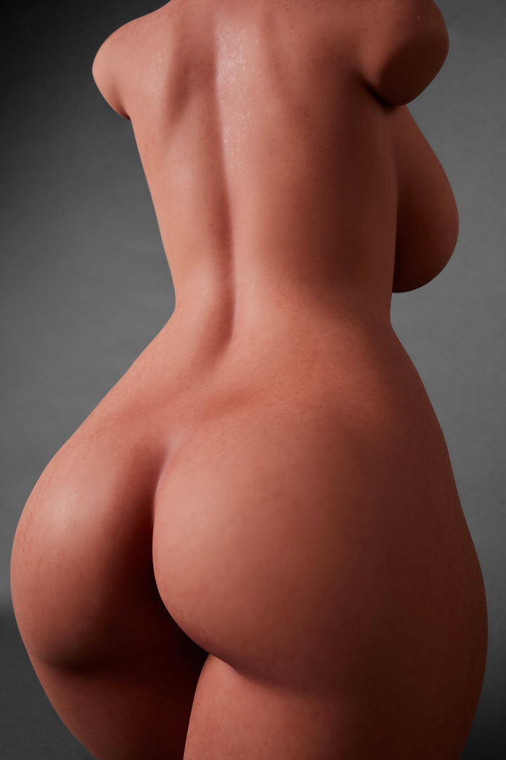 A rear view of the nude CLIMAX DOLL - ULW 883# Silicone Torso (Black) highlighting the sculpt of the back and hips.