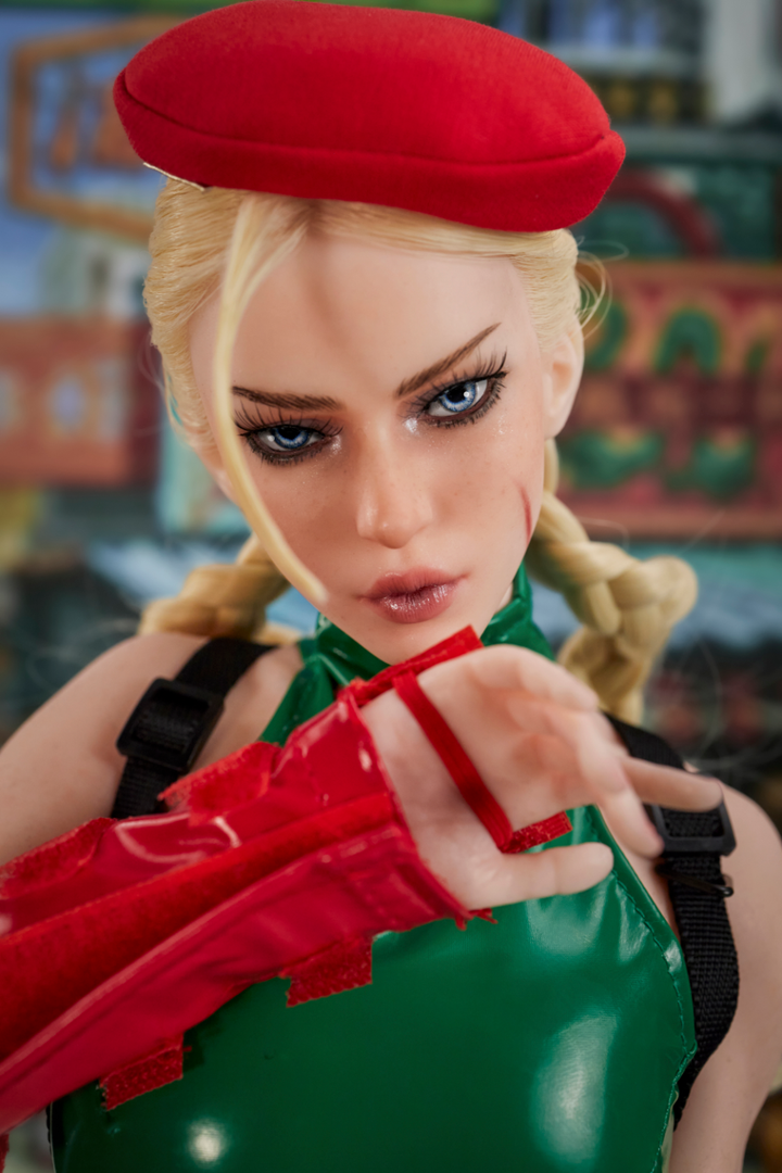 CLIMAX DOLL Mini Si70cm KA Silicone - Freya red beret and gloves in a dynamic pose.