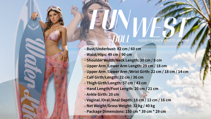 FunWest Poupée 160 cm E Silicone - Jasmin Européen