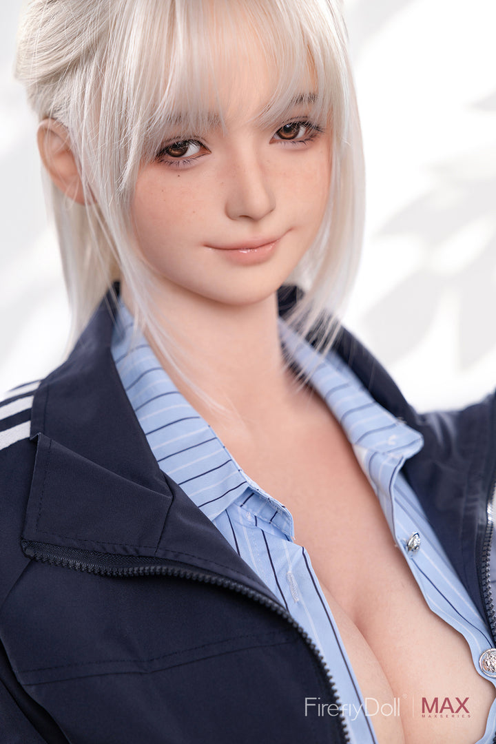 Firefly Diary Doll 160 cm Max Series Silicone - Qiandao V4 wearing a dark jacket on a white background