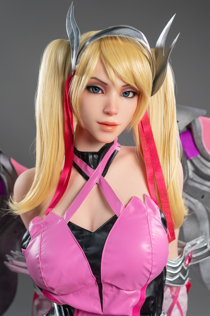 Game Lady 171 cm G Silicone - Mercyin a pink and black outfit with horns head dress.