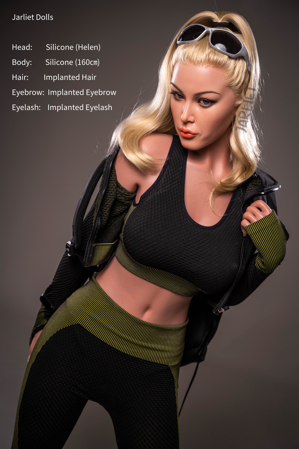 Jarliet Doll 160 cm C Silicone - Helen with detailed features on a gray background