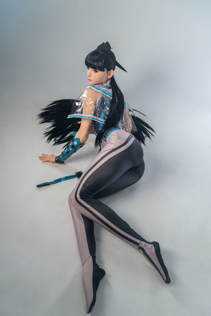 Side angle of Game Lady 171cm G Cup Silicone Doll in cosplay outfit