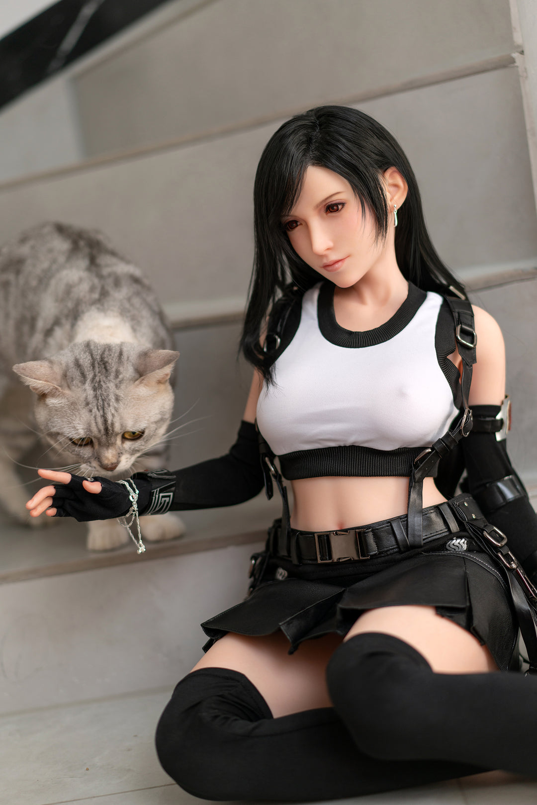 Game Lady 100 cm B Silicone Seamless Neck - Tifa (Wig)