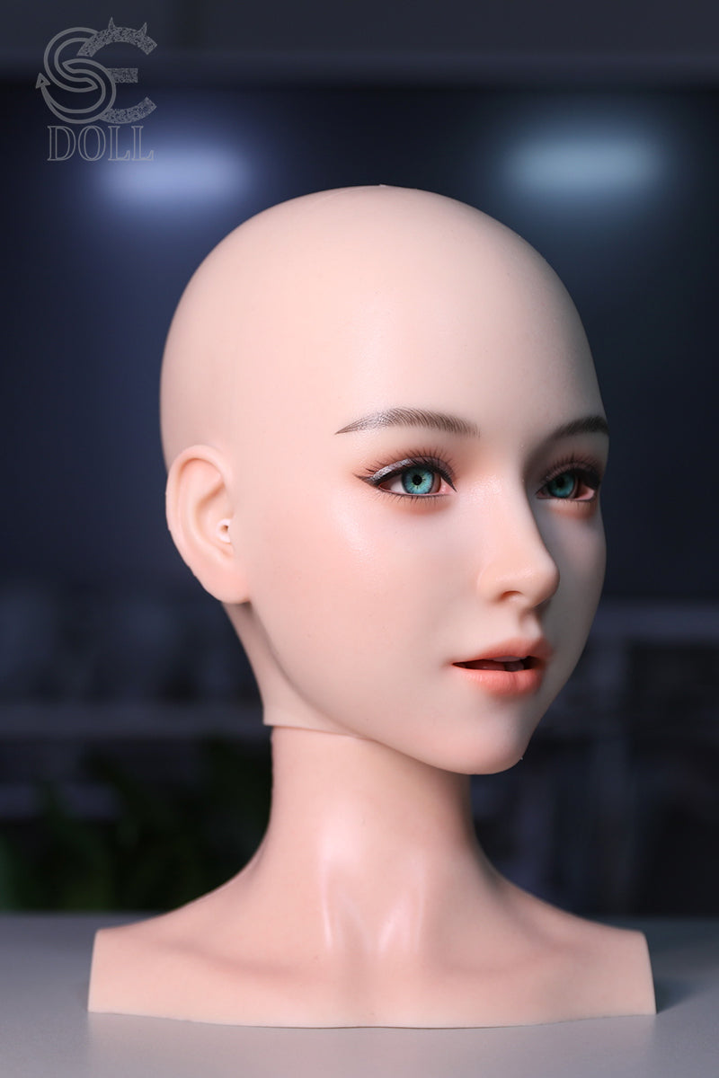 SEDOLL SE X-Bot AI head bald with realistic facial features on a dark background