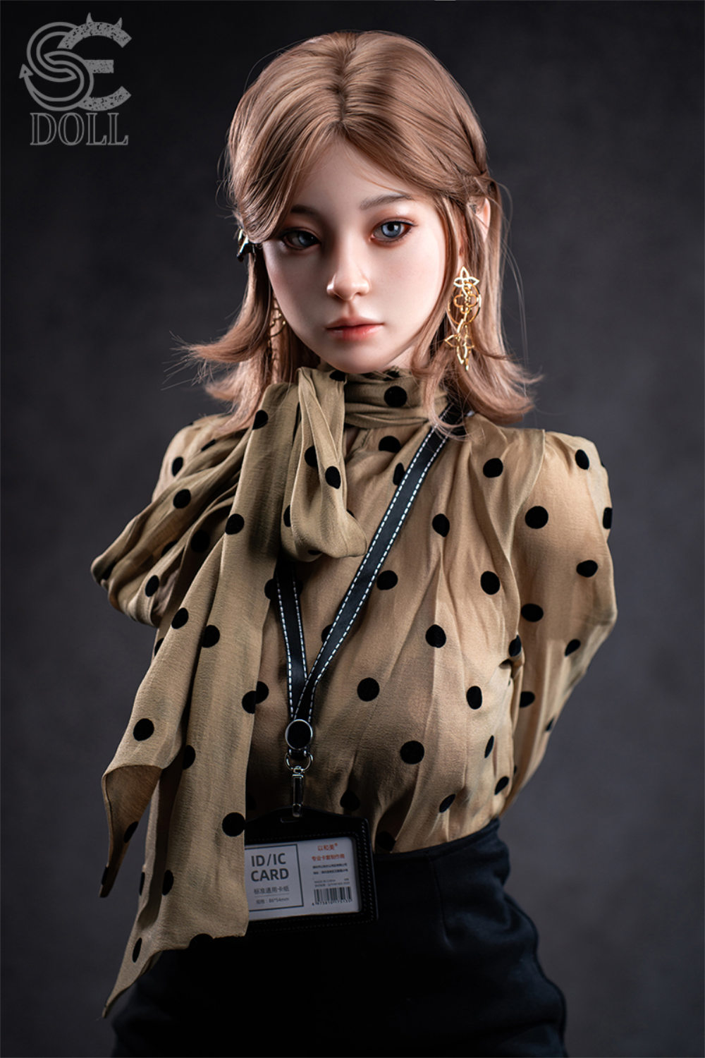 SEDOLL T153 cm A Aya Series Silicone -  Miori.C wearing a beige blouse with black polka dots.
