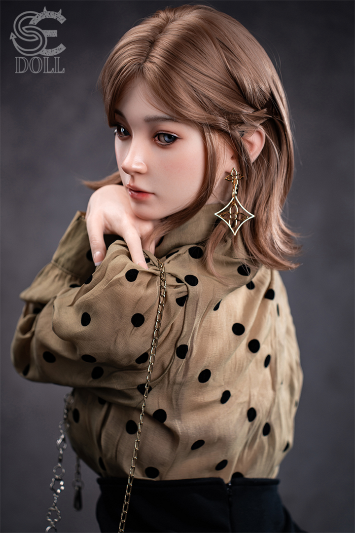 SEDOLL T153 cm A Aya Series Silicone -  Miori.C wearing a brown polka dot blouse and black skirt