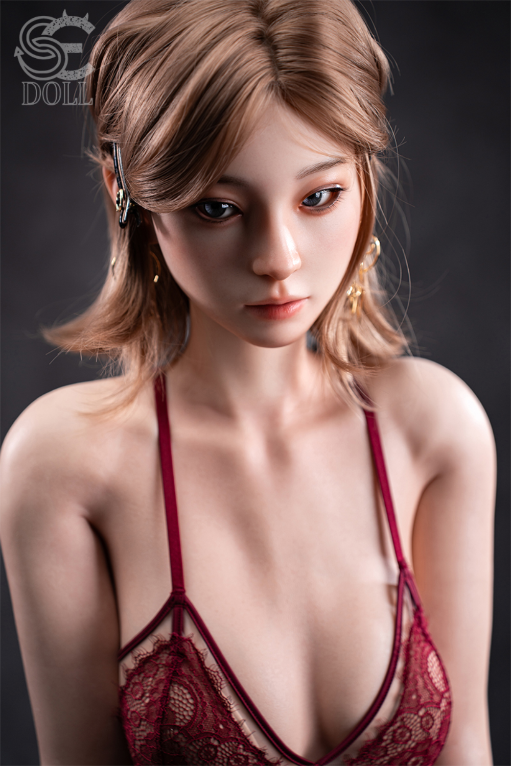 Realistic SEDOLL T153 cm A Aya Series Silicone -  Miori.C with detailed hair and red lingerie.