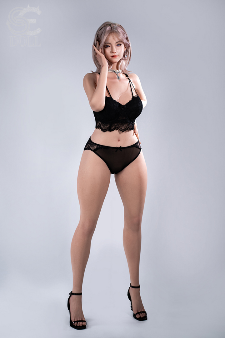 SEDOLL T160 cm C Aya Series Silicone -  Shion.B wearing black lingerie on a white background