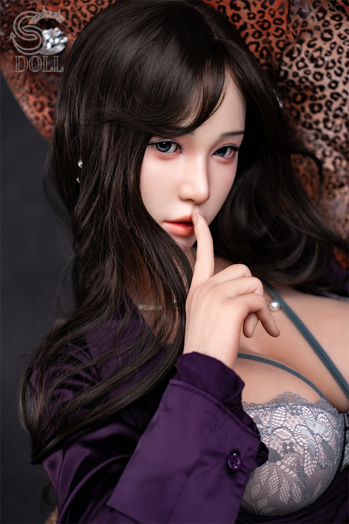 SEDOLL T161 cm C Aya Series Silicone -  Sena.A wearing a purple outfit with lace details, holding their hand to their lips.