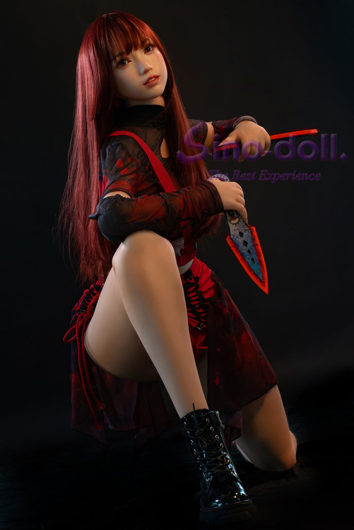 Sino Doll Pro Soft Max 167 cm G Platinum Silicone - Linqiu with red hair and a sword.