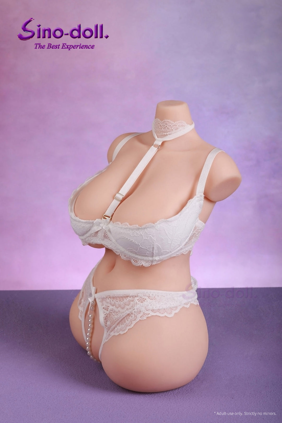 Sino Doll Soft Max 42 cm Platinum Silicone B43 Torso  wearing white lingerie.