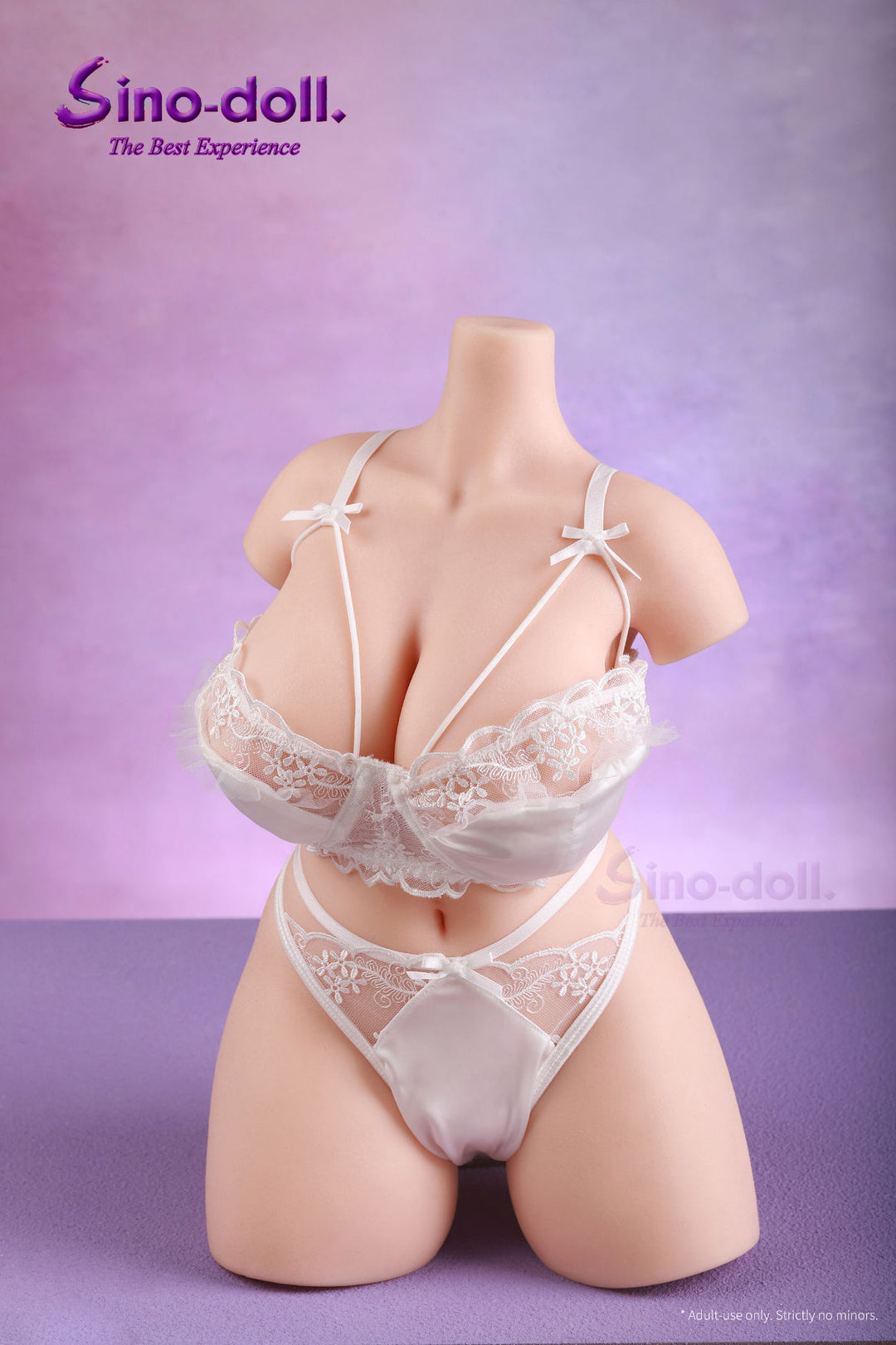 Sino Doll Soft Max 47 cm Platinum Silicone B49 Torso wearing a white lace lingerie set.