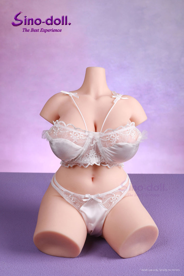 Sino Doll Soft Max 47 cm Platinum Silicone B49 Torso wearing white lace lingerie.