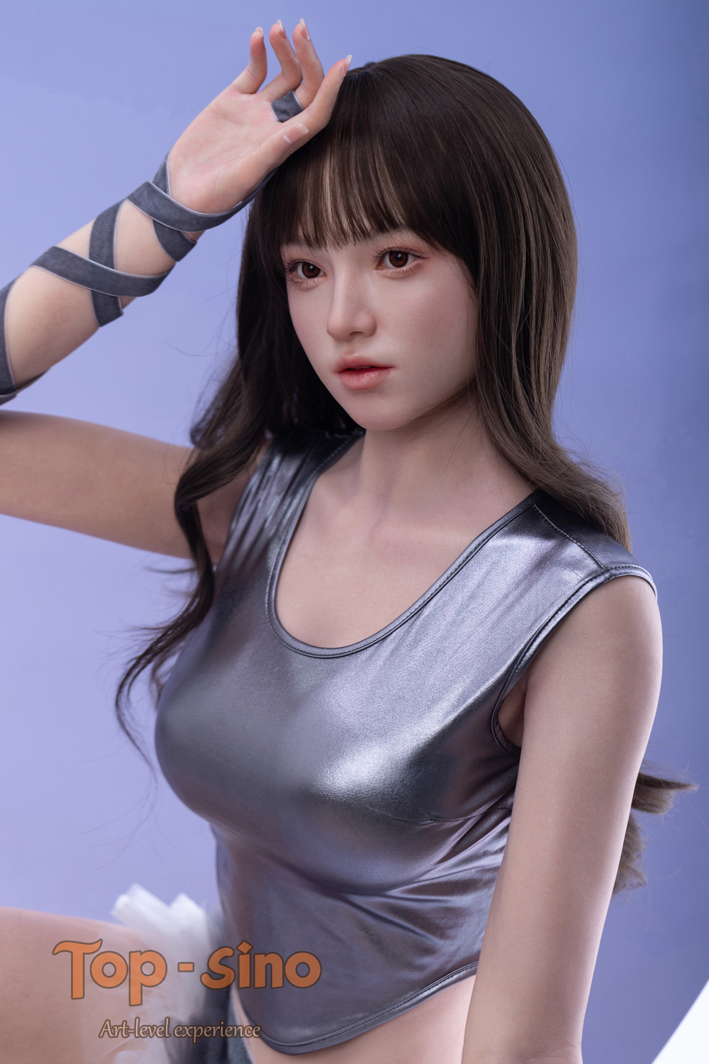 Top Sino 167 cm Platinum Silicone - Mimu (RRS+) - V3 wearing a silver tank top.