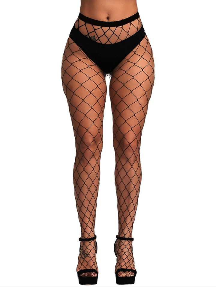 Stockings - 4 in 1 Black Fishnet Pantyhose Stockings