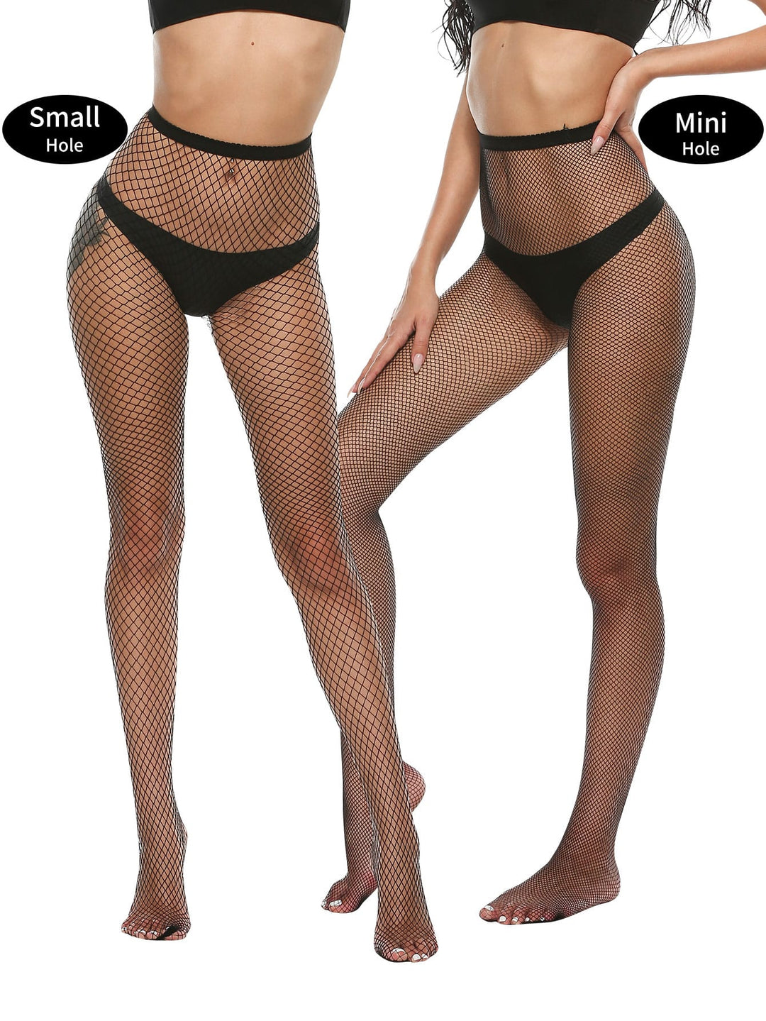 Stockings - 4 in 1 Black Fishnet Pantyhose Stockings
