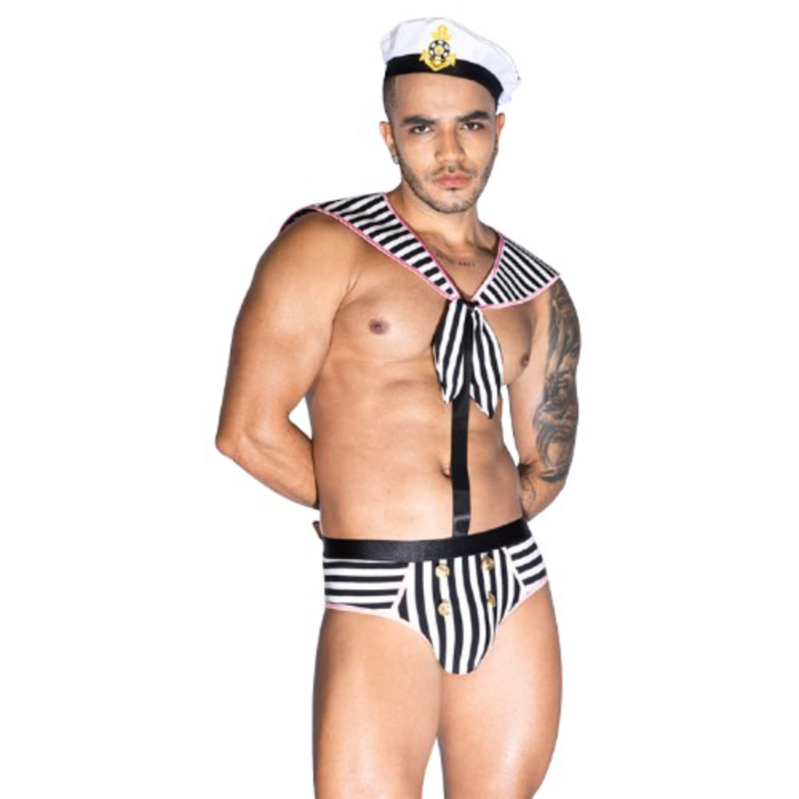 Gentsuit - 2 Pcs Seaman Stripped Sexy Costume with Hat