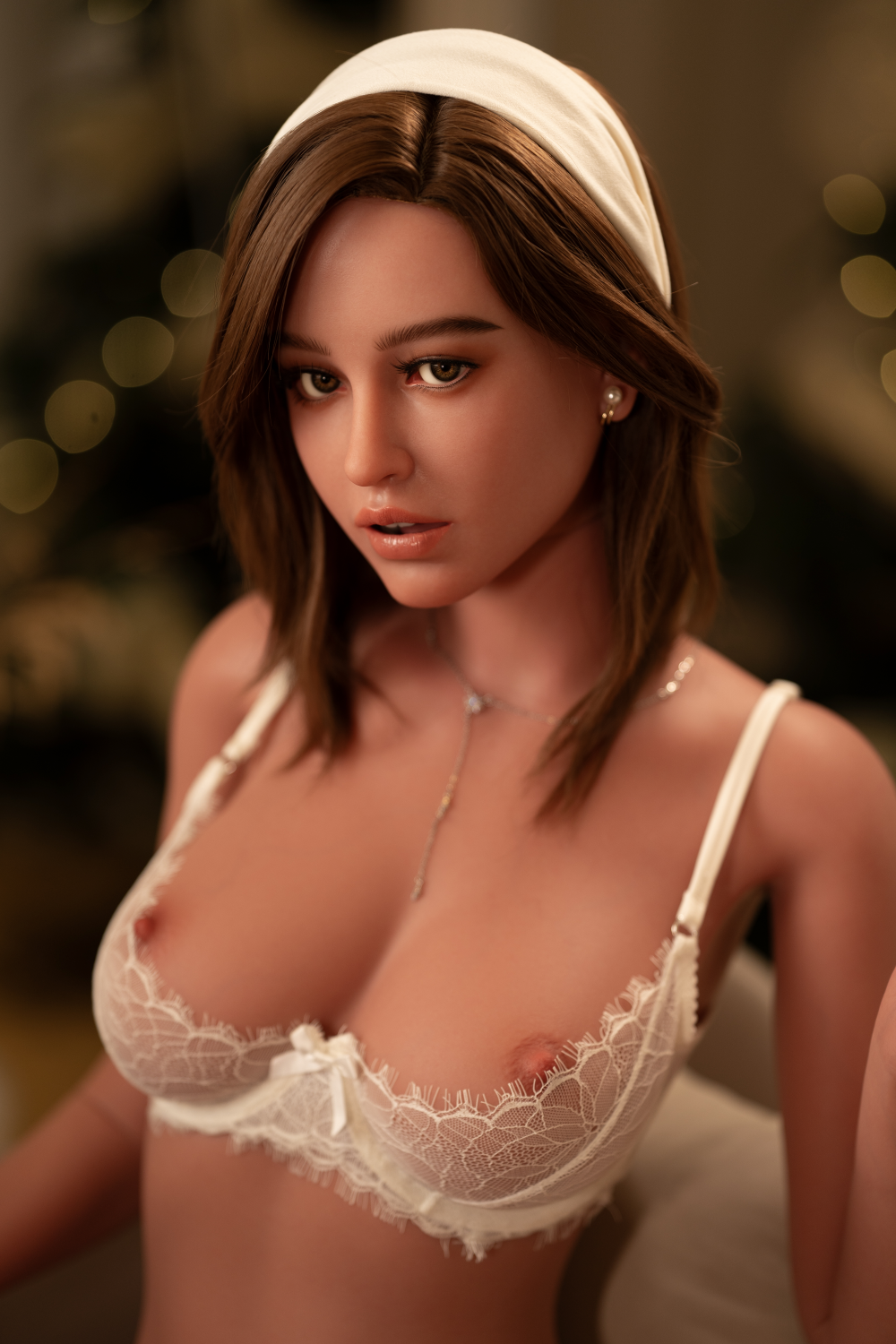 Zelex Doll SLE Series 3.0 165 cm D Silicone - ZXE224-2 wearing a white lace bra.