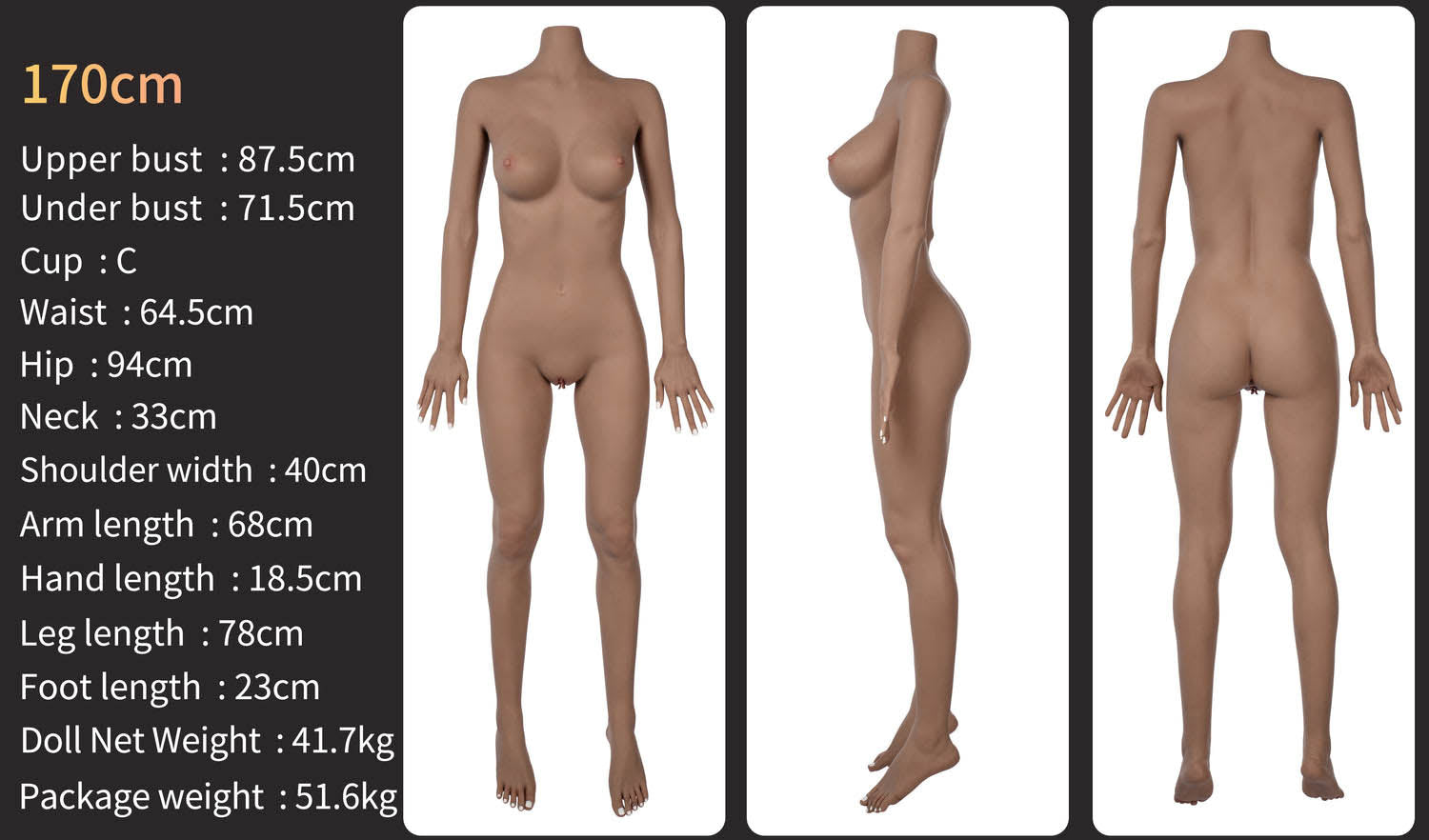 Muñeca Zelex 170 cm C Hybrid - Yvonne (Mandíbula Móvil) (ES)